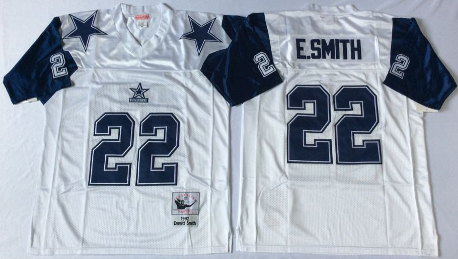 Men NFL Dallas Cowboys #22 E Smith white Mitchell Ness jerseys